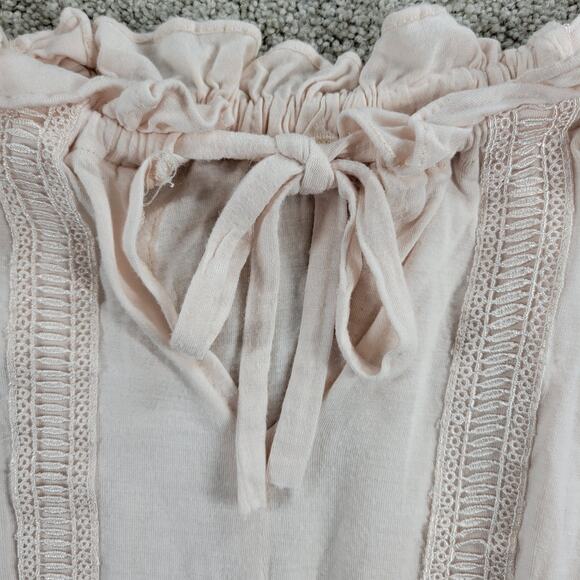 Chelsea & Violet Top Womens M Pink Collar Tie Ruffle Lace Trim Sleeveless Tank - Picture 3 of 12